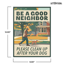 Load image into Gallery viewer, Bulk Case of 50 Sets - 2pk Clean Up After Your Dog Signs | No Dog Poop Signs for Yard Lawn | Corrugated Plastic with H-Frame Metal Stakes, 9&quot; x 12&quot;