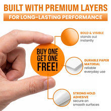 Load image into Gallery viewer, Bulk Case of 100 Rolls - 500pcs BOGO Stickers, 1.5" Diameter, Fluorescent Orange, Retail Price Labels