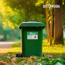 Load image into Gallery viewer, Bulk Case of 200 Sets - Please Do Not Dispose Poop Bags in This Trash Bin Stickers, Self Adhesive Weatherproof Vinyl Stickers, Green/White, 10" x 7" - Pack of 4