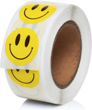 Load image into Gallery viewer, Bulk Case of 100 Sets - Smiley Face Stickers 1000 pcs | Yellow Happy Smile Stickers for Teachers Parents Rewards, 2 Rolls of 500 Labels Each