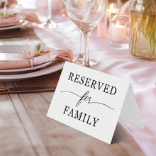 Load image into Gallery viewer, Bulk Case of 100 Sets - Reserved For Family Seating Signs 10 Pack | Elegant 4" x 6" Reserved Table Signs for Wedding Reception Restaurant Party