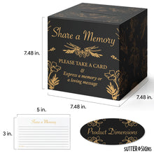 Load image into Gallery viewer, Bulk Case of 50 Sets - Sutter Signs Share A Memory Card Box Set | 50 Memorial Cards for Celebration of Life, Funeral, Guest Book, Graduation, Retirement, Birthday, Party Game