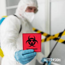 Load image into Gallery viewer, Bulk Case of 200 Sets - Biohazard Stickers Signs (Pack of 10) | Decals for Labs, Hospitals, and Industrial Use