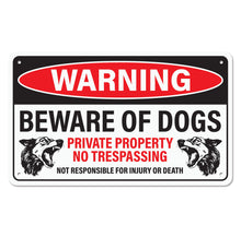 Load image into Gallery viewer, Bulk Case of 50 Signs - Beware of Dog Sign for Fence, Aluminum with Corner Mounting Holes, Rust-free Aluminum Dog Warning Sign, 10x6