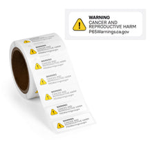 Load image into Gallery viewer, Bulk Case of 50 Sets - 1000pcs Prop 65 Warning Stickers 0.5" x 1", Perforated Safety Labels for Shipping Receiving Prop 65 California Warning Labels