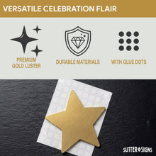 Load image into Gallery viewer, Bulk Case of 100 Sets - Gold Star Paper Cutouts 108pcs | Cut Out Shapes for Bulletin Board, Classroom, Decorations, Crafts. 3" x 3"