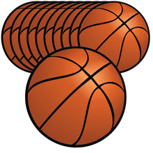 Load image into Gallery viewer, Bulk Case of 100 Sets - Basketball Paper Cutouts 50pcs | 5" Sports Ball Cut Outs for Party Decorations, Wall Decor, Bulletin Board