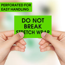 Load image into Gallery viewer, Bulk Case of 20 Rolls - Do Not Break Shrink Wrap Labels, 300pcs - 3x5 Green Pallet Stickers
