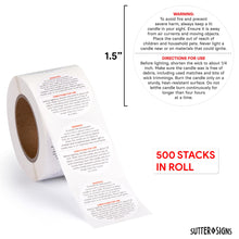 Load image into Gallery viewer, Bulk Case of 100 Sets - 500pcs Candle Warning Labels, 1.5 Inch Jar Stickers, Safety Stickers for DIY Candle Making