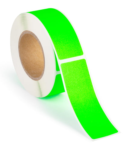 Bulk Case of 50 Rolls - 250pcs Neon Green Rectangle Sticker Label Roll, 1x3 Labels, 250/roll
