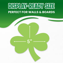Load image into Gallery viewer, Bulk Case of 100 Sets - Shamrock Paper Cutouts 52pcs 5" Bulletin Board Cut Outs for St Patricks Day, Party Decorations, Classroom, Wall Decor