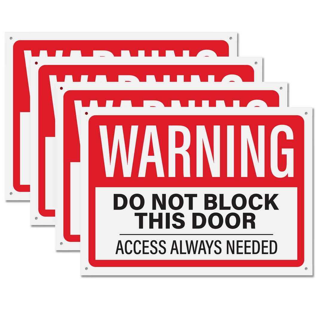 Bulk Case of 67 Sets - 4pk Do Not Block Door Sign | Warning Do Not Block This Door Access Needed At All Times Signs, 10