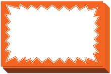 Load image into Gallery viewer, Bulk Case of 100 Sets - Sale Signs for Retail Stores 50pcs, 3.5&quot; x 5.5&quot; | Orange Starburst Paper Card Price Tags for Yard Sale, Garage Sale