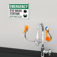 Load image into Gallery viewer, Bulk Case of 100 Signs - Emergency Eye Wash Station Keep Area Clear Sign 10x7 Inch | Rust-Free Aluminum Eye Wash Station, Durable Safety Sign with Pre-Drilled Mounting Holes