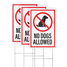 Load image into Gallery viewer, Bulk Case of 50 Sets - No Dogs Allowed Yard Signs with H-Frame Stakes, 8&quot; x 12&quot; Corrugated Plastic No Dogs Allowed Signs (Pack of 3)