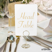 Load image into Gallery viewer, Bulk Case of 20 Sets - Wedding Table Numbers 1-30 Gold Card Holders Set | Elegant Table Seating Signs for Wedding Receptions