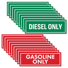 Load image into Gallery viewer, Bulk Case of 250 Sets - 18pc Diesel Only &amp; Gasoline Only Stickers for Fuel Tank | Weatherproof Adhesive Decals for Trucks, Tractors, Fuel Cans, Gas Caps