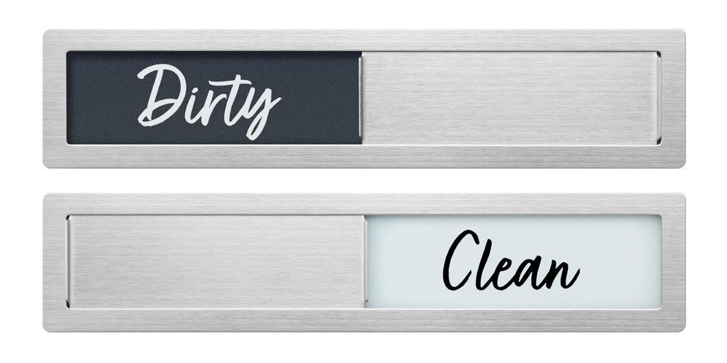 Bulk Case of 100 Sets - Dishwasher Magnet Clean Dirty Sign, Stainless Steel Clean Dirty Slider Magnet with Extra Adhesives for Mounting