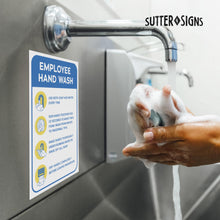 Load image into Gallery viewer, Bulk Case of 250 Sets - 6pcs Employee Hand Wash Sign Stickers | Handwashing Guide Safety Signs for Workplace, Restaurant and Business Restrooms