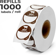 Load image into Gallery viewer, Bulk Case of 100 Sets - Beef Food Labels 1000 pcs | 1" Dot Blank Sticker Labels to Write On for Party Buffet, Delis, Sandwich Shops, Food Containers