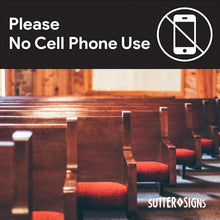 Load image into Gallery viewer, Bulk Case of 250 Sets - 6pcs No Cell Phone Use Sign Stickers | Self Adhesive Vinyl Stickers 8.5&quot; x 2.75&quot;