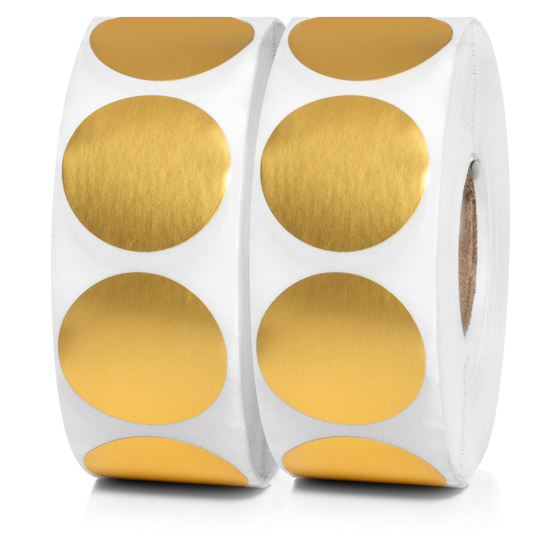 Bulk Case of 50 Sets - 2000pcs Gold Dot Sticker Label Roll 1 inch Diameter, 1000/roll (Pack of 2)