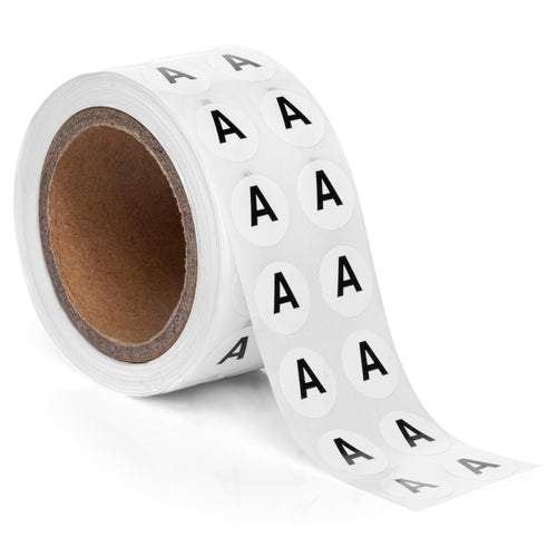 Bulk Case of 100 Rolls - 1000pcs Letter A Stickers, 0.5