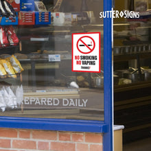 Load image into Gallery viewer, Bulk Case of 125 Sets - 4pcs No Vaping No Smoking Sticker Signs | Weatherproof Vinyl Decals, 7" x 10"