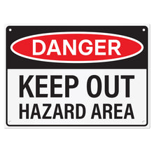 Load image into Gallery viewer, Bulk Case of 63 Signs - Danger Keep Out Hazard Area Sign 14x10 inch | Aluminum Sign for Construction Site, Hazard Area, No Trespassing, Aluminum Sign with Mounting Holes