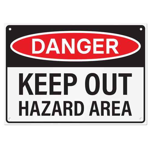 Bulk Case of 63 Signs - Danger Keep Out Hazard Area Sign 14x10 inch | Aluminum Sign for Construction Site, Hazard Area, No Trespassing, Aluminum Sign with Mounting Holes