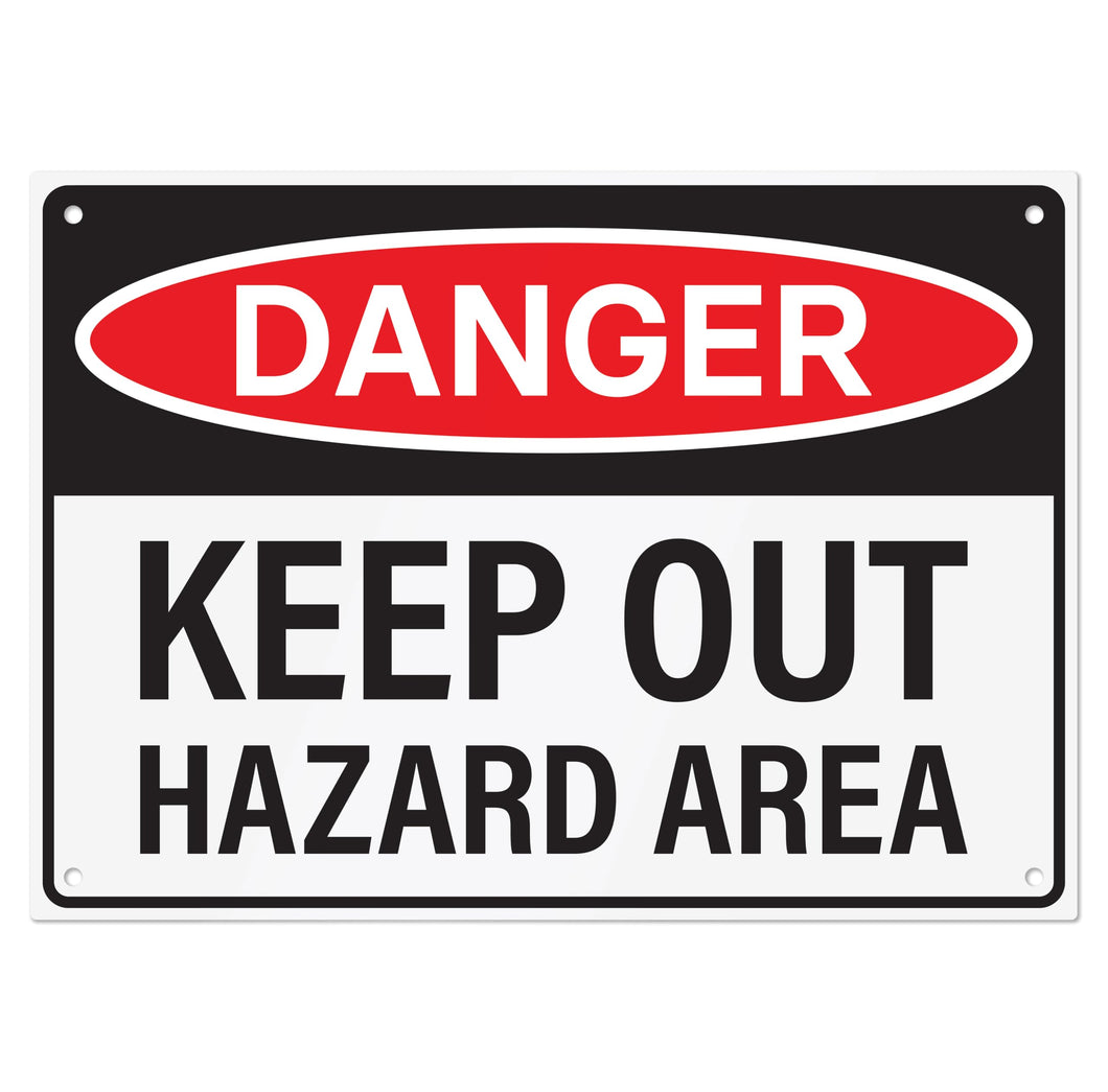 Bulk Case of 63 Signs - Danger Keep Out Hazard Area Sign 14x10 inch | Aluminum Sign for Construction Site, Hazard Area, No Trespassing, Aluminum Sign with Mounting Holes