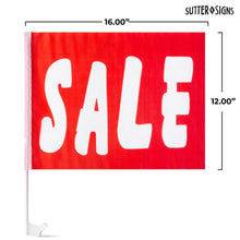Load image into Gallery viewer, Bulk Case of 16 Sets - Sutter Signs Car Window Sale Flags for Dealerships, 12x16 Inch Red Sale Clip On Window Flags (Pack of 12)