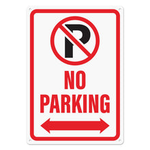 Load image into Gallery viewer, Bulk Case of 100 Signs - No Parking Sign with Double Arrow, 10" x 7" Reflective Aluminum No Parking Sign with Pre-Drilled Mounting Holes, Rust Free Water Resistant Aluminum