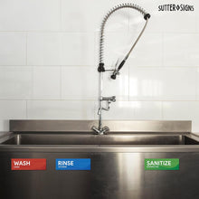 Load image into Gallery viewer, Bulk Case of 250 Sets - Wash Rinse and Sanitize Sink Labels (1 of Each)