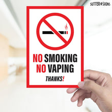 Load image into Gallery viewer, Bulk Case of 125 Sets - 4pcs No Vaping No Smoking Sticker Signs | Weatherproof Vinyl Decals, 7&quot; x 10&quot;