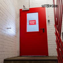 Load image into Gallery viewer, Bulk Case of 250 Sets - Emergency Exit Only Sticker Signs (Pack of 2)