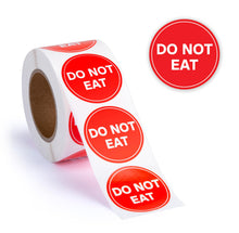 Load image into Gallery viewer, Bulk Case of 100 Sets - 500pcs Do Not Eat Warning Labels, 1.5" Diameter Safety Warning Stickers