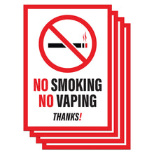 Load image into Gallery viewer, Bulk Case of 125 Sets - 4pcs No Vaping No Smoking Sticker Signs | Weatherproof Vinyl Decals, 7&quot; x 10&quot;
