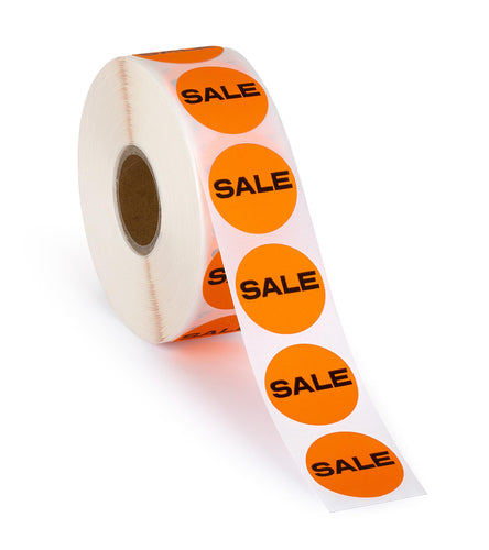 Bulk Case of 100 Rolls - 1000 pcs Sale Stickers for Retail Store Bright Orange Garage Yard Sales