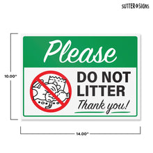 Load image into Gallery viewer, Bulk Case of 50 Sets - Please Do Not Litter Yard Signs with H-Frame Stakes, 14&quot; x 10&quot; Corrugated Plastic Do Not Litter Signs (Pack of 2)
