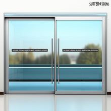 Load image into Gallery viewer, Bulk Case of 150 Sets - This Door To Remain Unlocked When Building Is Occupied Sign Adhesive Decal Sticker 2x26 inches