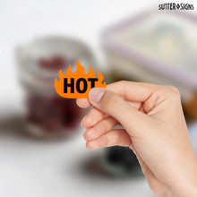 Load image into Gallery viewer, Bulk Case of 50 Sets - 1000pcs Hot Stickers Rave with Flame 1.6" x 1.2", Fluorescent Red Hot Fire Labels for Party, Restaurants, Spicy Food