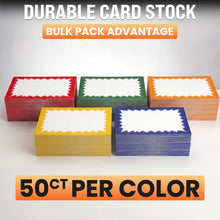 Load image into Gallery viewer, Bulk Case of 30 Sets - Sale Signs for Retail Stores 50pcs, 5.5" x 7.5", Orange Starburst Paper Card Price Tags for Yard Sale, Garage Sale