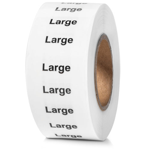 Bulk Case of 100 Rolls - 250pcs Large Clothing Size Strip Labels, 1.25