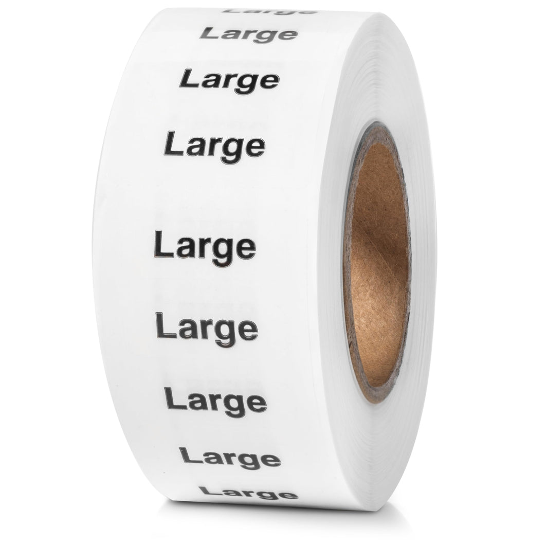 Bulk Case of 100 Rolls - 250pcs Large Clothing Size Strip Labels, 1.25