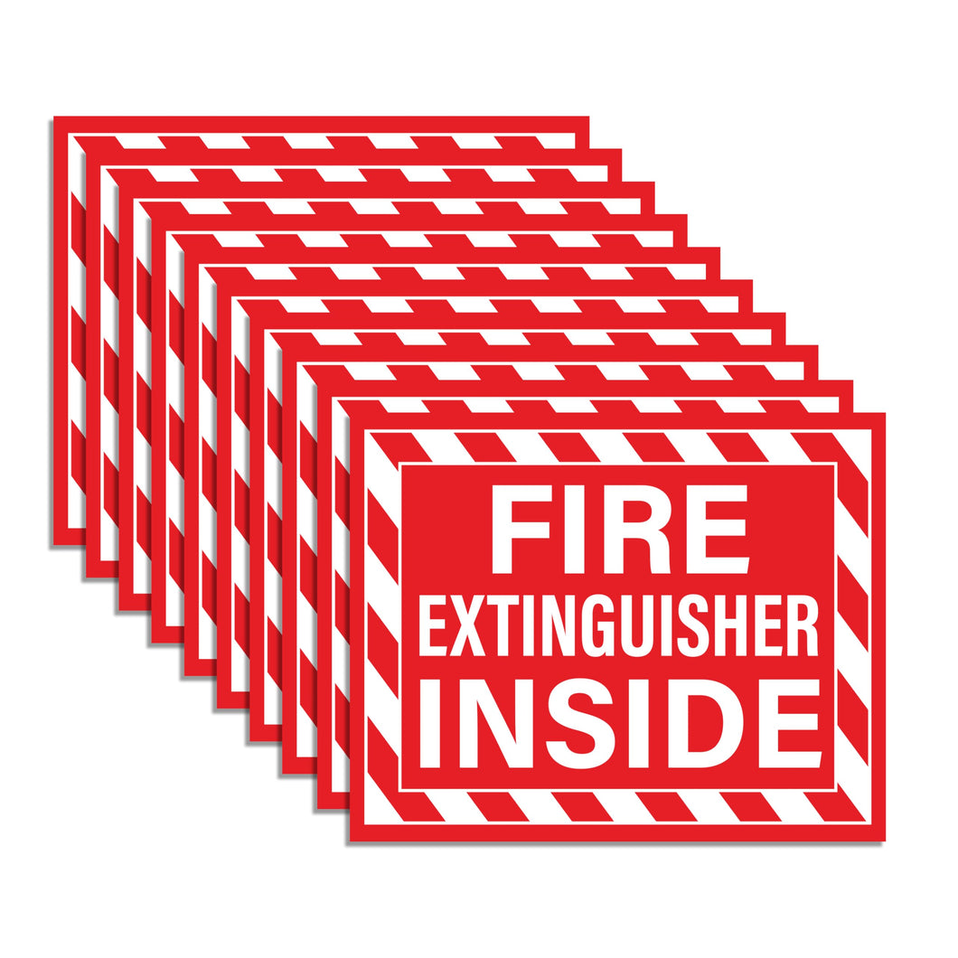 Bulk Case of 125 Sets - 10pcs Fire Extinguisher Inside Stickers | Self Adhesive Weatherproof Vinyl Fire Extinguisher Decals, Perfect for Indoor/Outdoor Use, Trucks, RVs, Vehicles