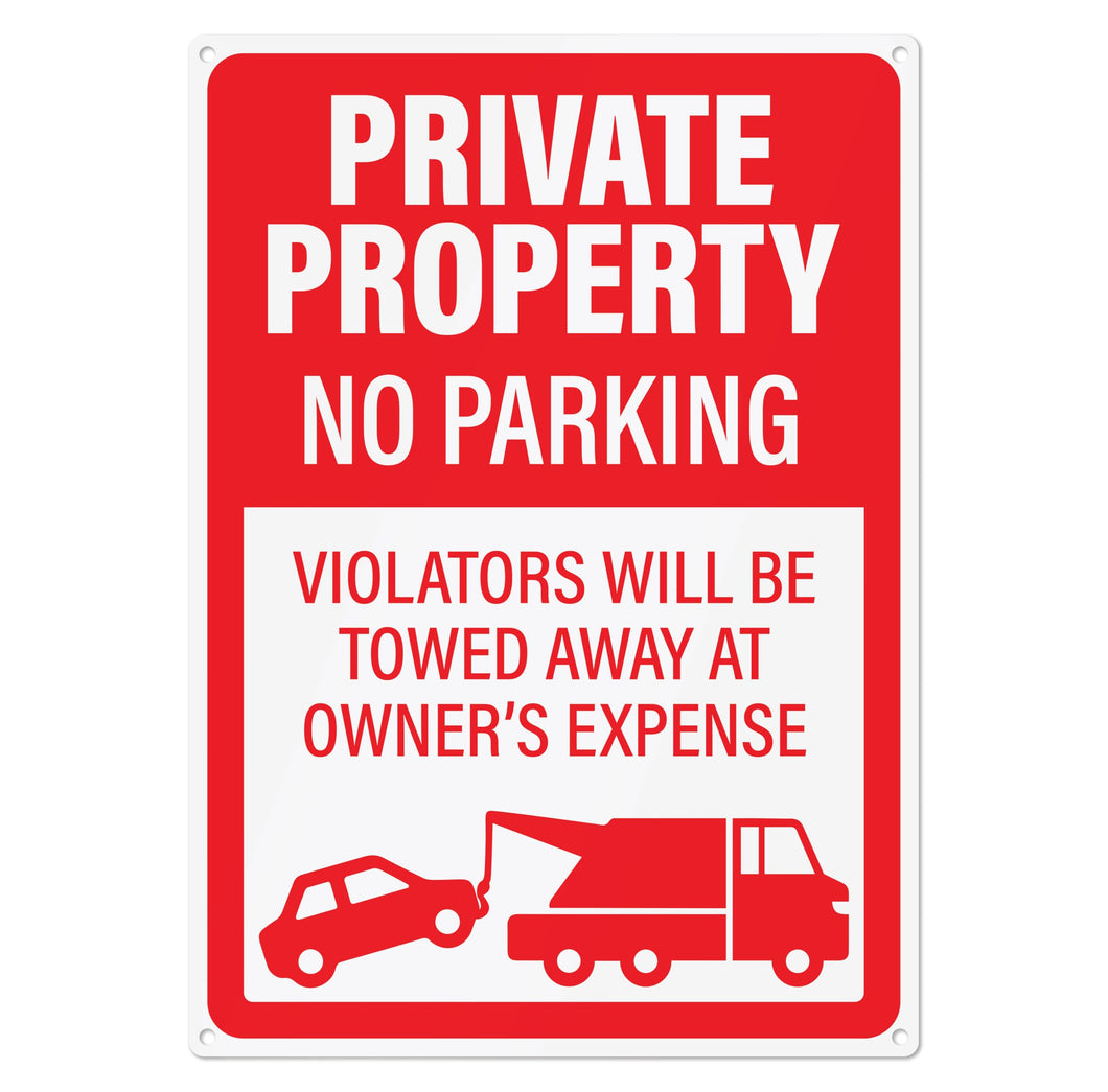 Bulk Case of 60 Signs - Private Property No Parking Sign | Violators Will Be Towed Do Not Park Here Sign, 10x14 Inch Rust-free Aluminum