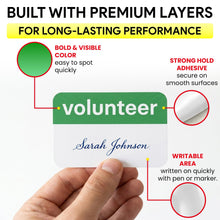 Load image into Gallery viewer, Bulk Case of 50 Sets - 200pcs Volunteer Stickers for School, Events, Charity, 2" x 3" Stickers