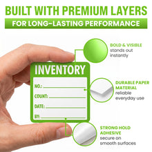 Load image into Gallery viewer, Bulk Case of 50 Rolls - 500pcs Inventory Labels, Moving Box Stickers, Inventory SKU Count Labels 2" x 2", 500pcs/roll (No./Count/Date/By)