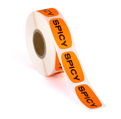 Bulk Case of 100 Rolls - 500pcs Spicy Stickers Grocery Store Hot Food Labels 1 Roll by Sutter Signs